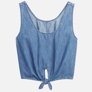 GAP Denim Cropped Knot Tank Top with Washwell, Size S
